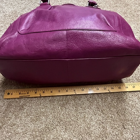 Audrey Brooke Large Leather Fuchsia 3 compartment Satchel- NWT - Picture 5 of 14